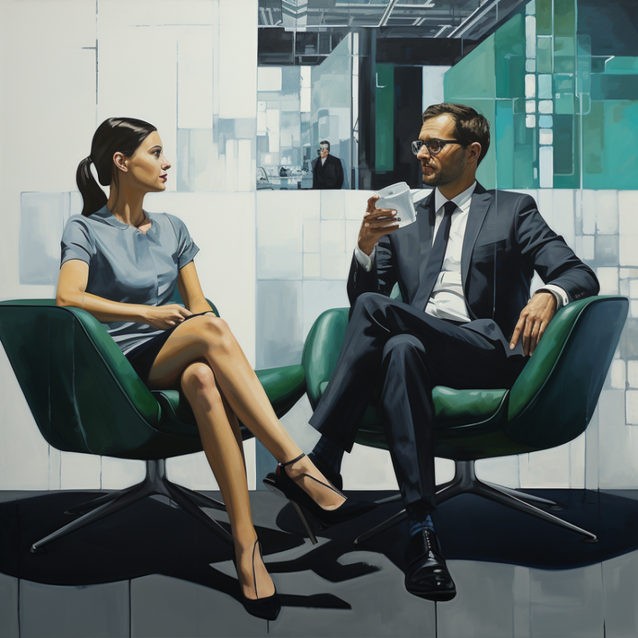 nicoschmidt1992_99099_a_painting_of_two_office_employees_talkin_75081140-3b48-46b1-b9f4-afb9663e3742